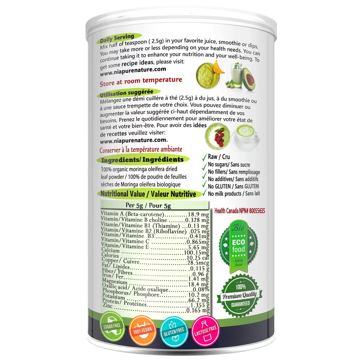 Nia Pure Nature Organic Moringa Powder 227g