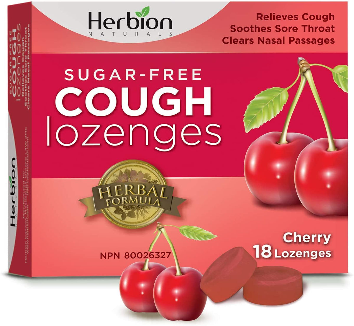 Herbion Canada Sugar Free Cough Lozenges Cherry 18loz