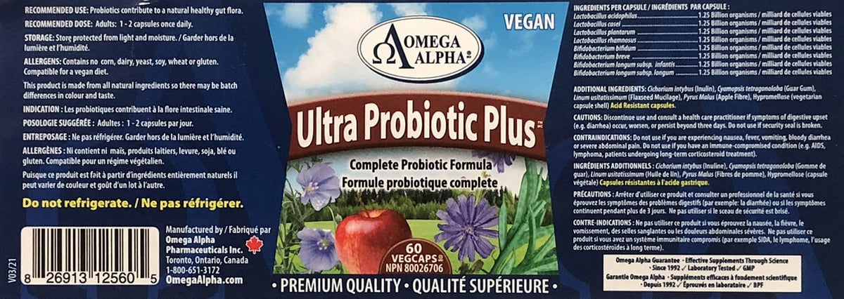 Omega Alpha Ultra Probiotic Plus 60vcaps