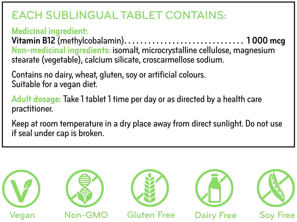 SISU Vitamin B12 1000mcg Sublingual 180tabs